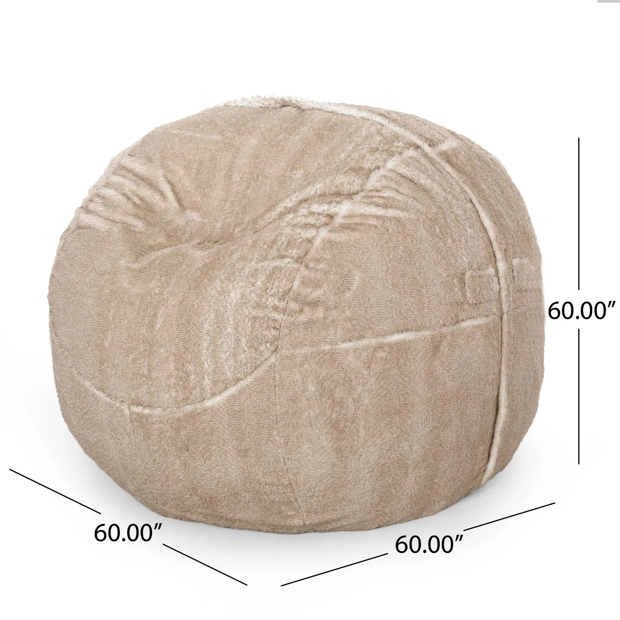 Vida - Modern 5 Foot Rounded Bean Bag - Snow White / Beige by Unique Piece Furniture