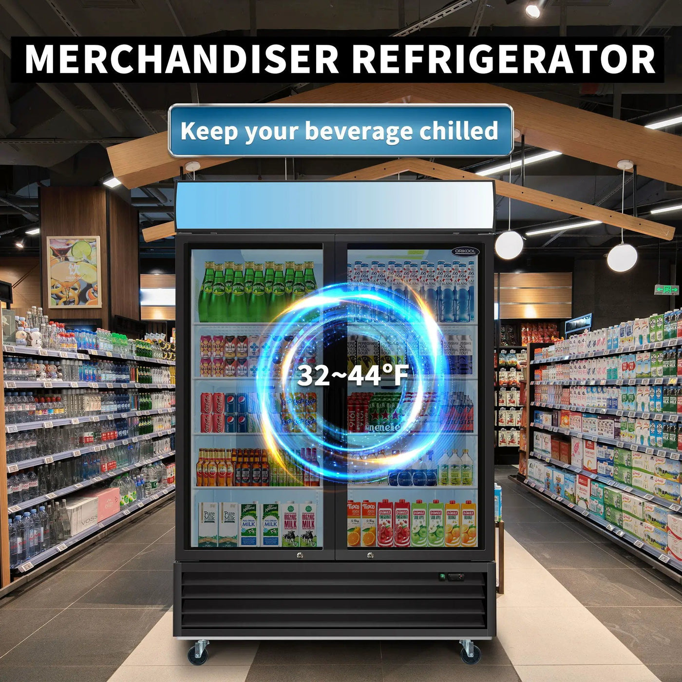 Glass Door Merchandiser Refrigerator Swing Door Commercial Display Refrigerators Merchandising Refrigeration With LED Top Panel by HouseOfZazla