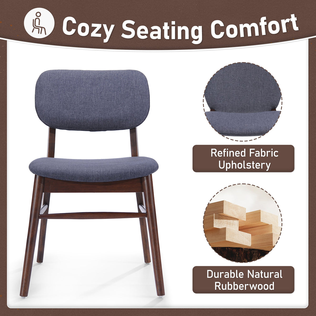 Set of 2 Mid-Century Upholstered Dining Chairs, photo 3 of 10