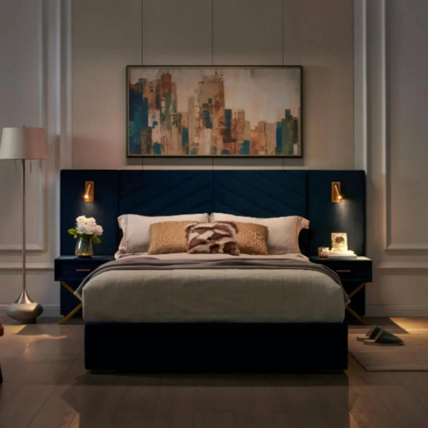 Comfortable Upholstered Bed With Vertical Channel Tufted Wingback Headboard by HouseOfZazla