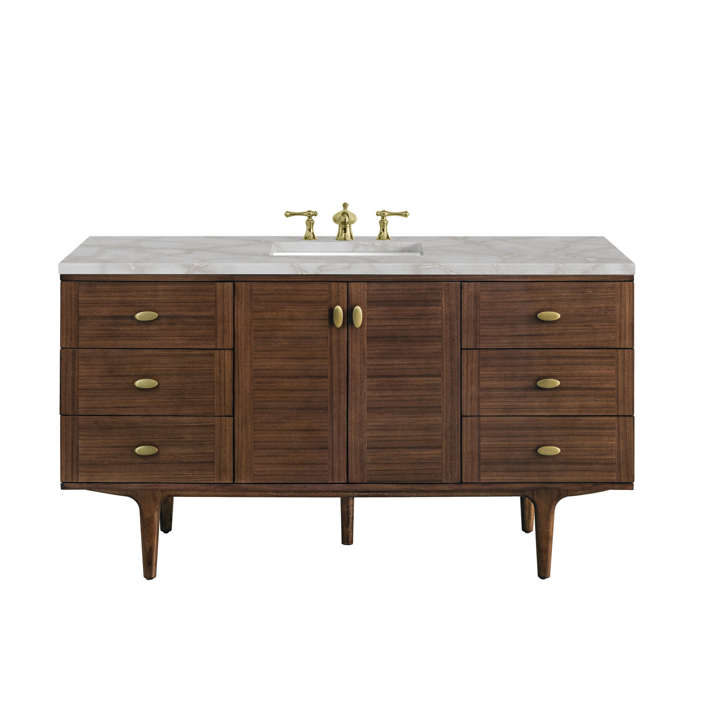 James Martin Amberly 60" Dual Mount Single Bathroom Vanity, Mid-Century Walnut by James Martin