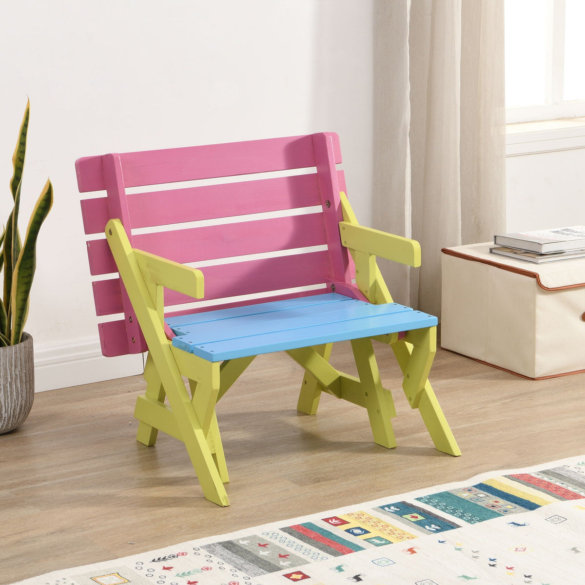 Kids Multi-Functional Arm Chair, Table With 2 Benches All-In-One Set, photo 9 of 14