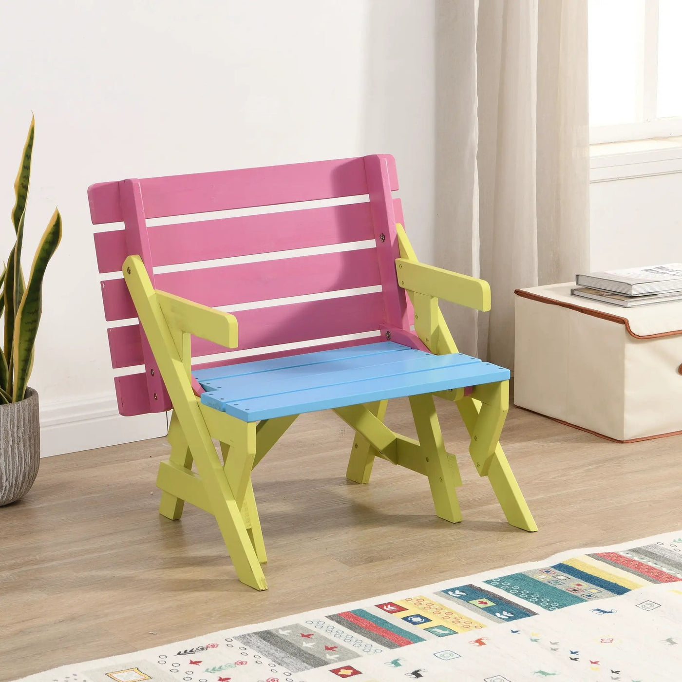 Kids Multi-Functional Arm Chair, Table With 2 Benches All-In-One Set by HouseOfZazla