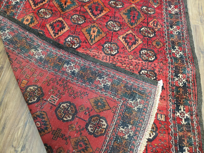 4 x 8 Handmade Baluch Afghan Turkoman Tribal Wool Rug Organic Dyes 8x4 Carpet by Jewel Rugs