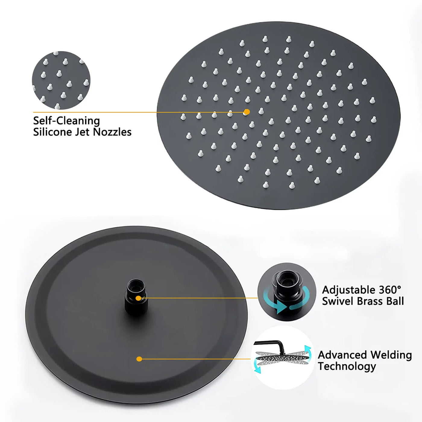 Elegant 10" Round Rain Shower Head And Handheld Set With Adjustable Tilt And Dual Modes by HouseOfZazla