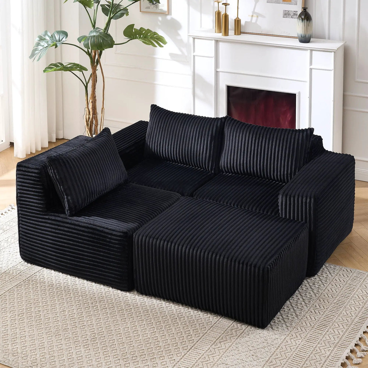 L - Shape Modern Minimalist Modular Sectional Sofa, Upholstered Cloud Couch With Deep Seats by Unique Piece Furniture