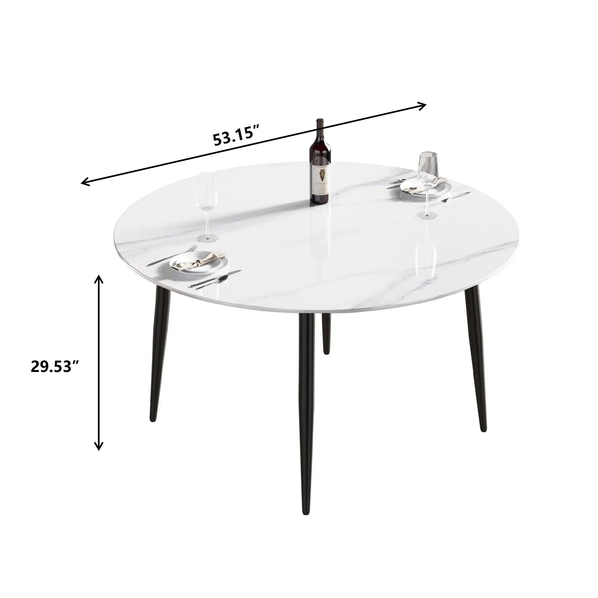 Modern Man-Made Stone Round Metal Dining Table-Position For 6 People by HouseOfZazla