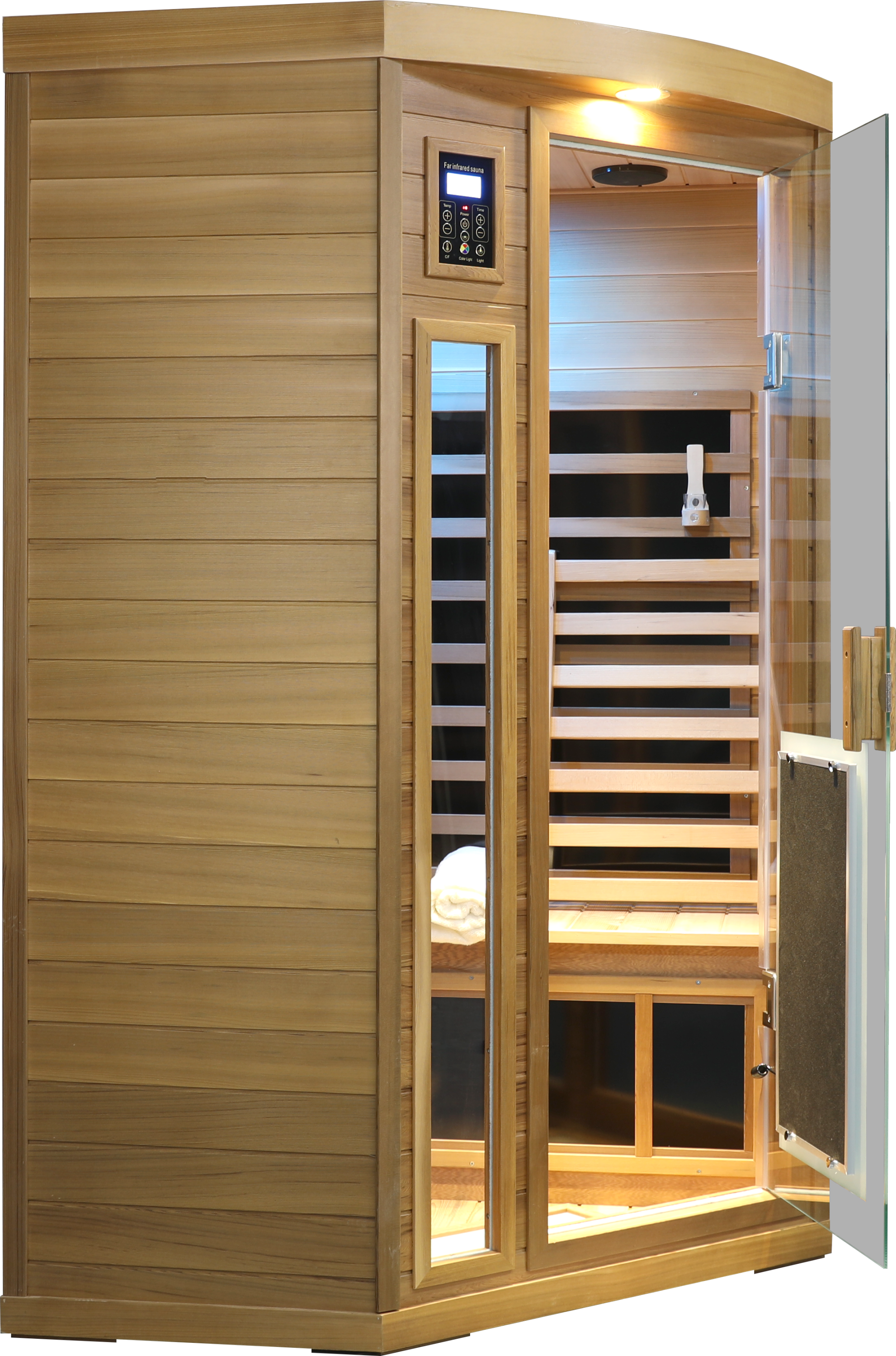 Low EMF Two person Far-infrared Red cedar Deluxe indoor pentagonal sauna room by HouseOfZazla