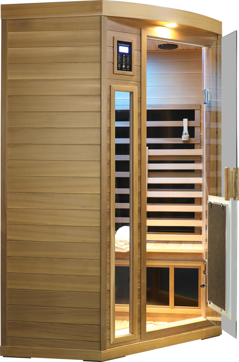 Low EMF Two person Far-infrared Red cedar Deluxe indoor pentagonal sauna room by HouseOfZazla