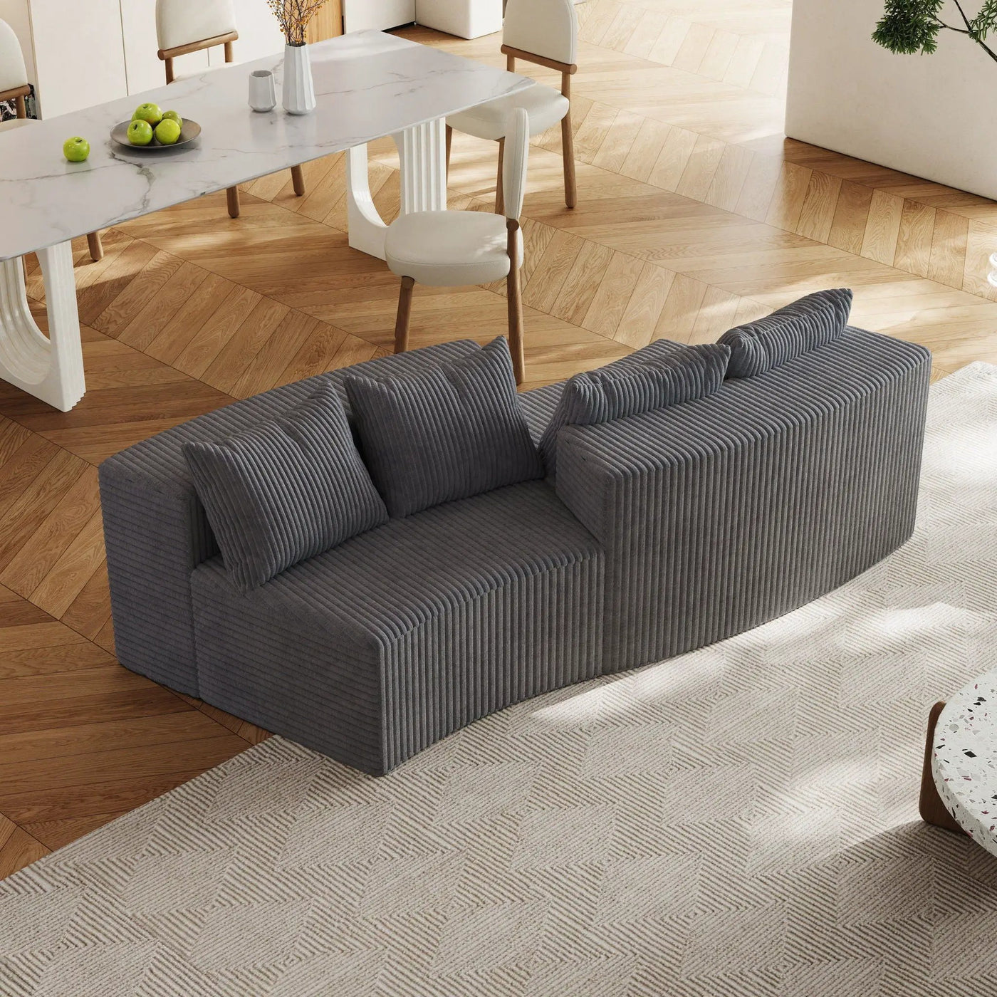 Curved Sectional Sofa With 4 Pillows, Modular Semi Circular Design by HouseOfZazla