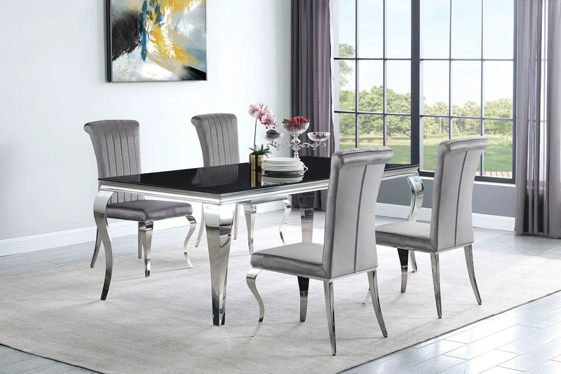 Betty Velvet Upholstered Dining Side Chair Grey (Set of 4) by Unique Piece Furniture