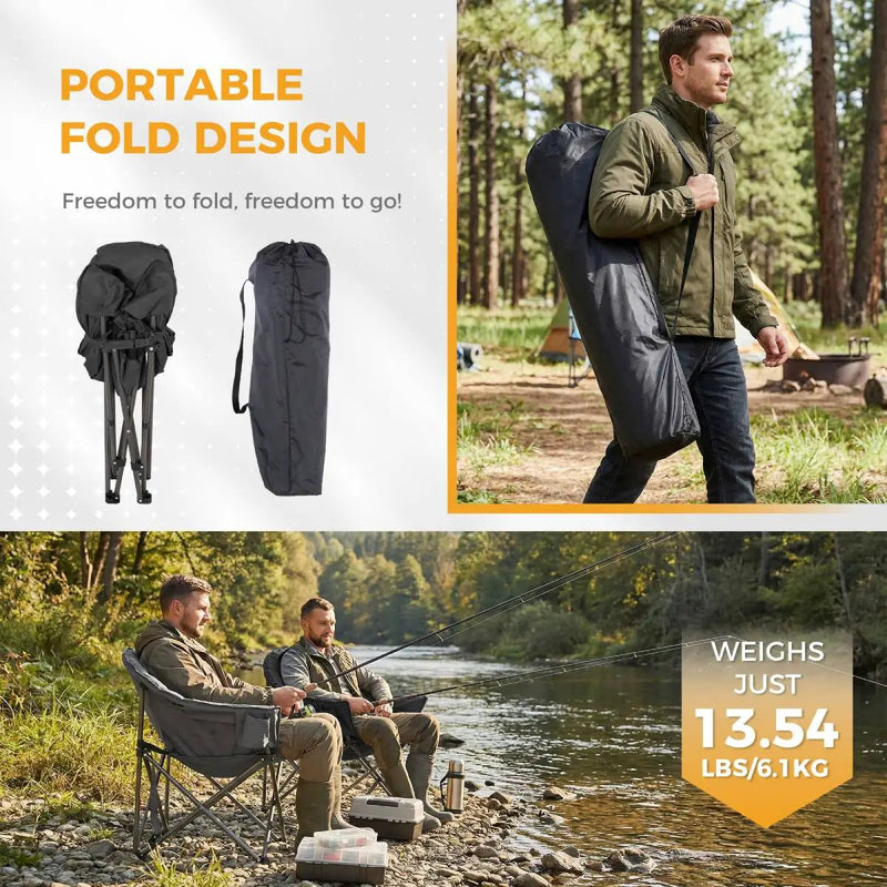 Set of 2 Oversized Camping Chairs with Side Pocket by HouseOfZazla