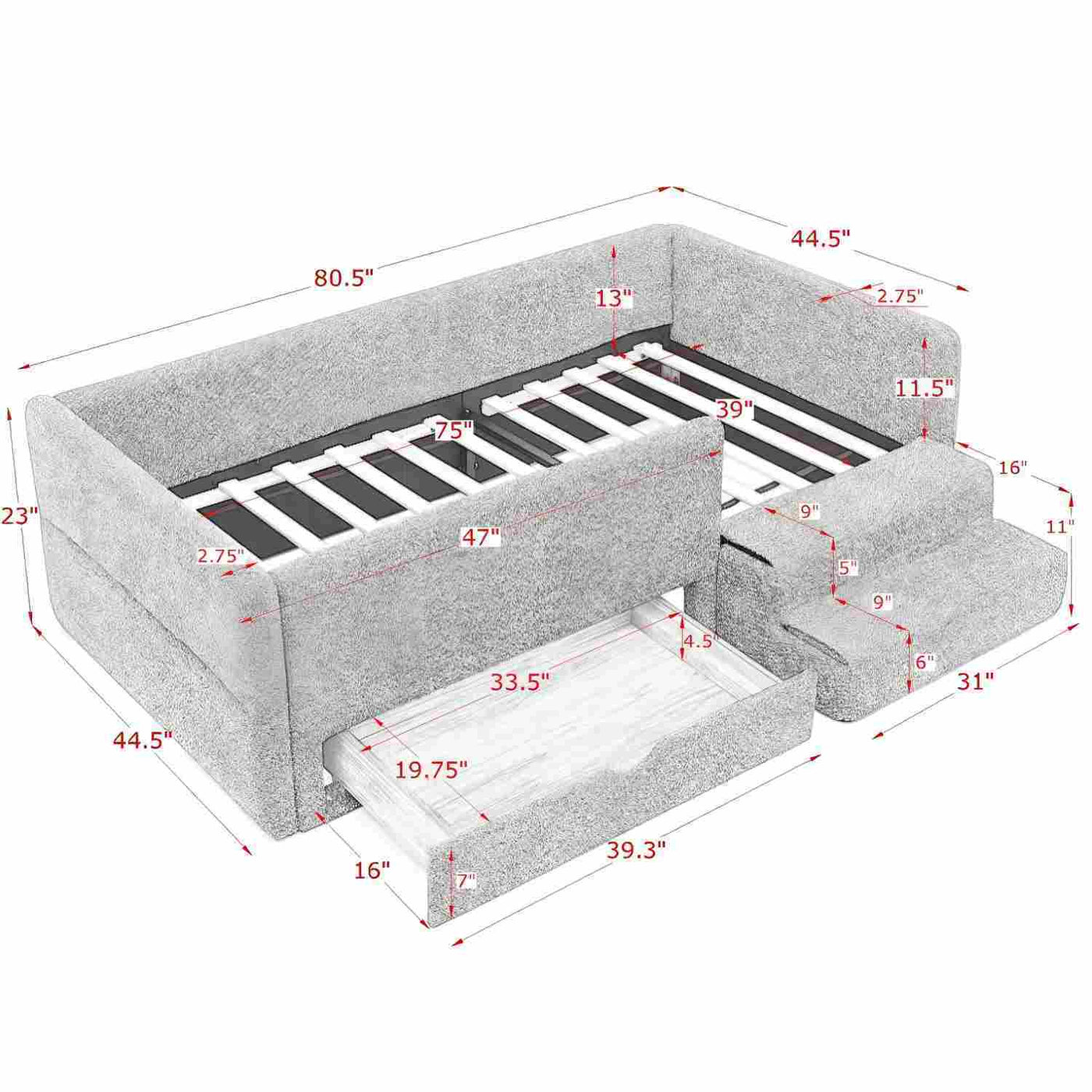 Safe Kids Bed With Guardrails And Storage by HouseOfZazla