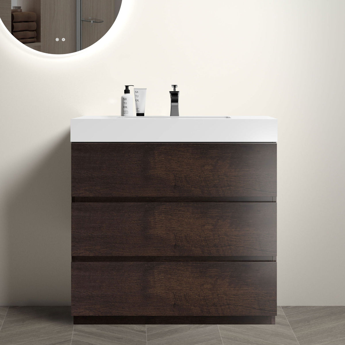 Alice Bathroom Vanity with Large Storage and One-Piece Sink Basin – Black or White, photo 18 of 24