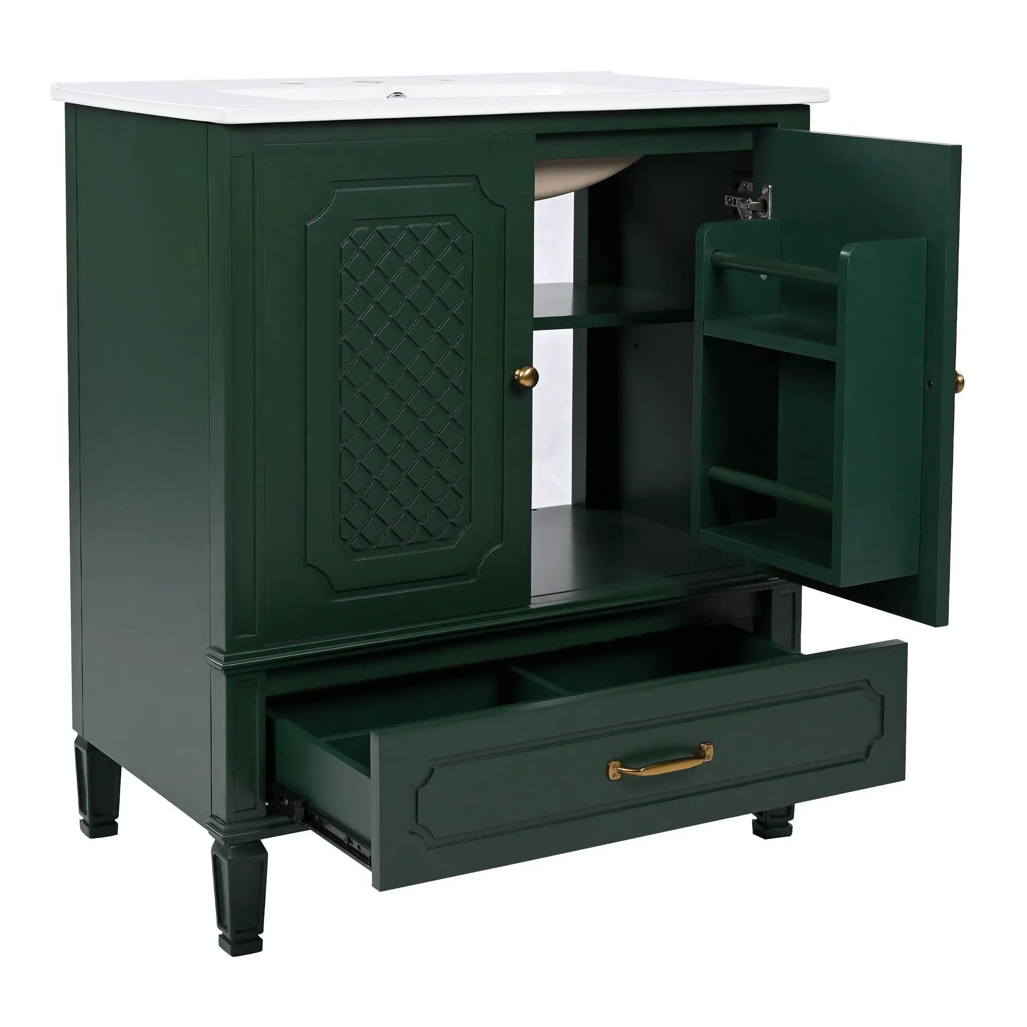 Bathroom Vanity With Sink, Soft Closing Door, Multi Functional Storage by HouseOfZazla