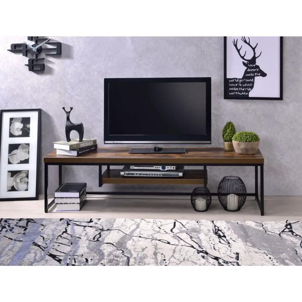 Bob - TV Stand - Weathered Oak & Black Metal by Unique Piece Furniture
