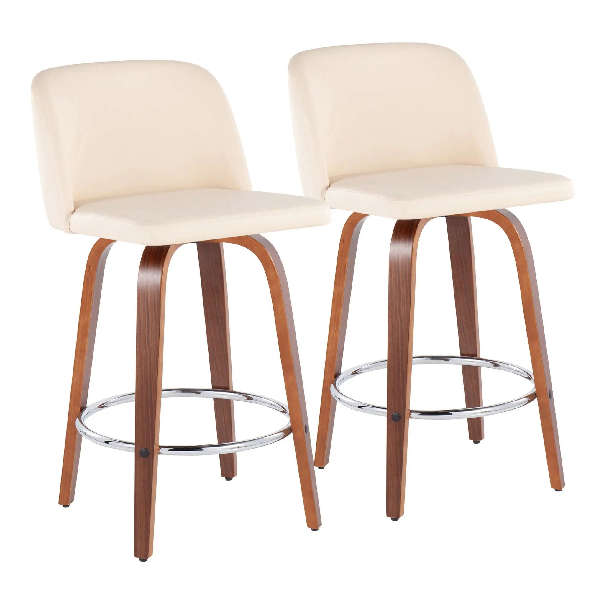 Toriano - Mid-Century Modern Fixed Height Counter Stool With Round Footrest (Set of 2) by Unique Piece Furniture