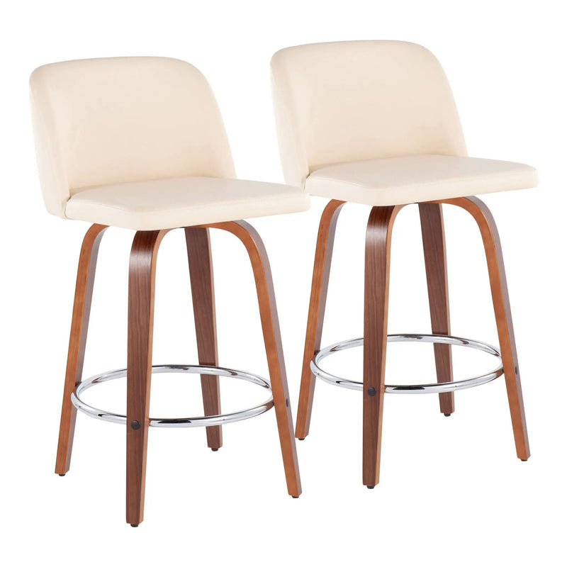 Toriano - Mid-Century Modern Fixed Height Counter Stool With Round Footrest (Set of 2) by HouseOfZazla