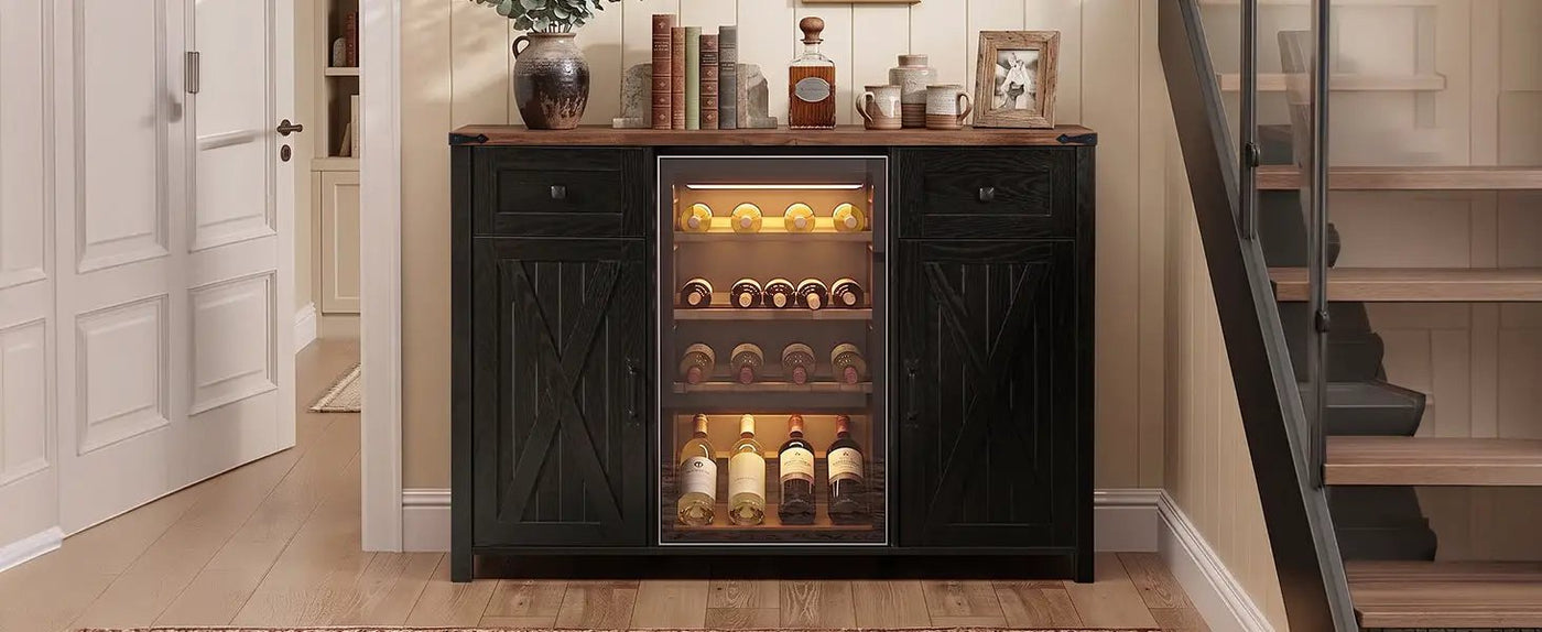 K&K 53.2" Farmhouse Fridge Cabinet with Power Outlet by HouseOfZazla