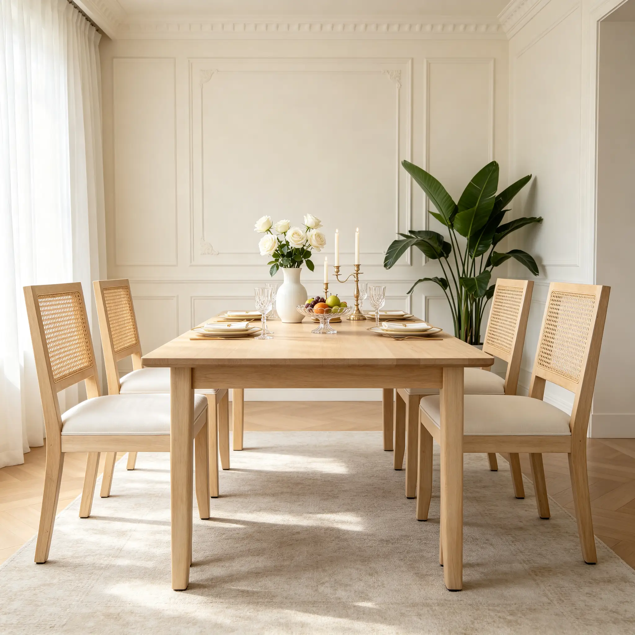 Farmhouse Rattan Dining Chairs Set of 2 by HouseOfZazla