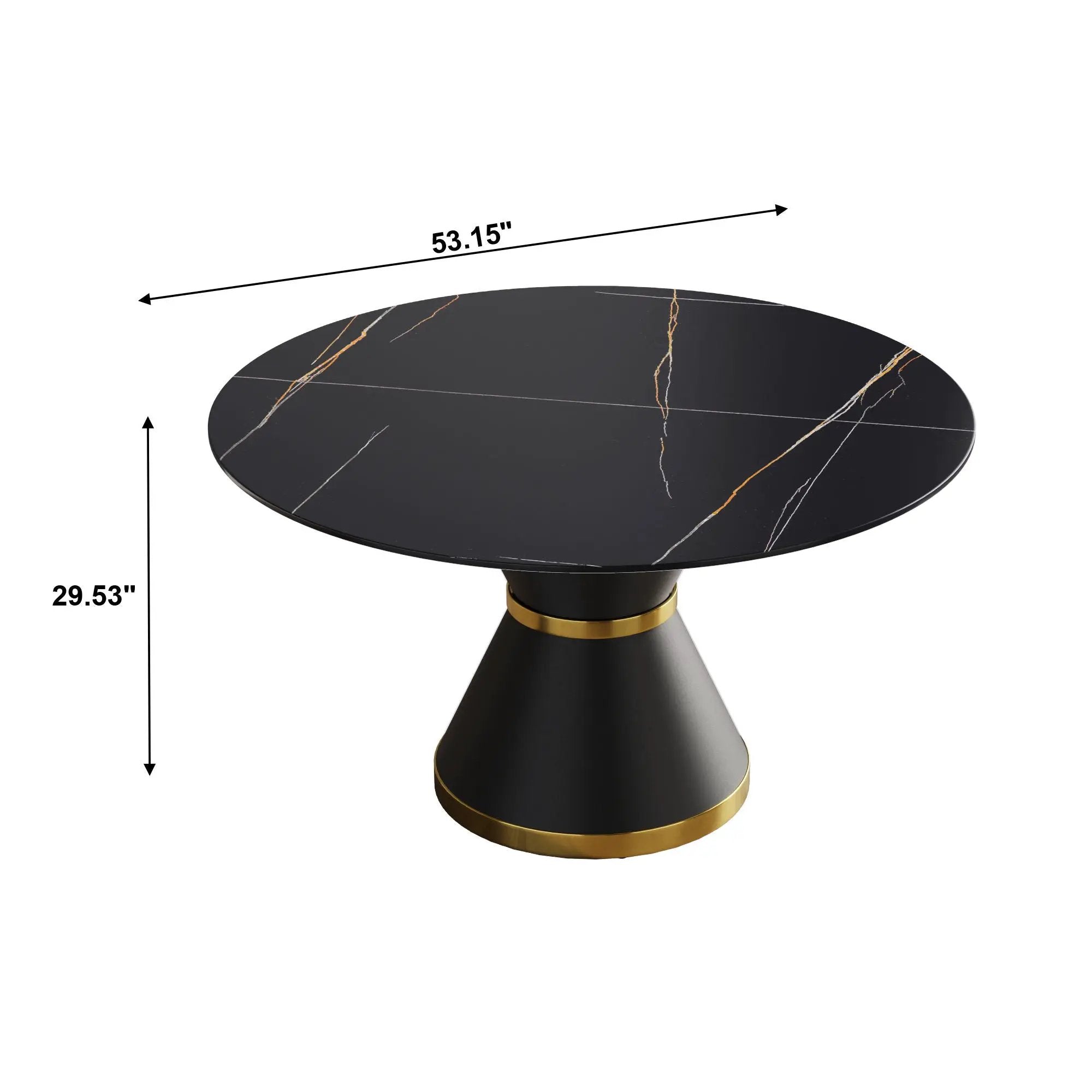Round Modern Artificial Stone Carbon Steel Base Dining Table, Can Accommodate 6 People - Black by HouseOfZazla