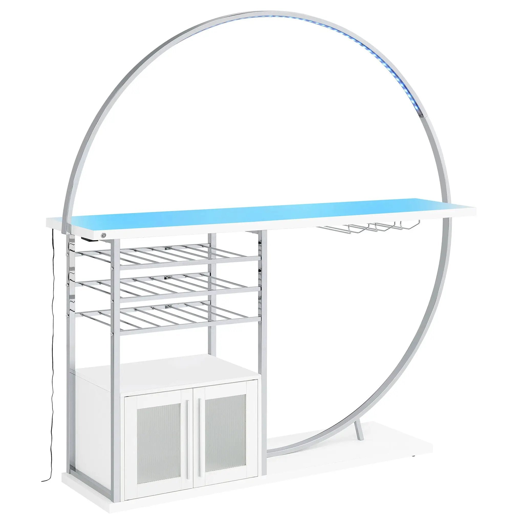 Casey - 2 Door Home Bar Storage Bar With Customizable Lighting - White by HouseOfZazla