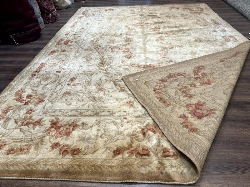 Chinese Aubusson Wool Rug 10x14, European Design, Thick Wool Pile by Jewel Rugs