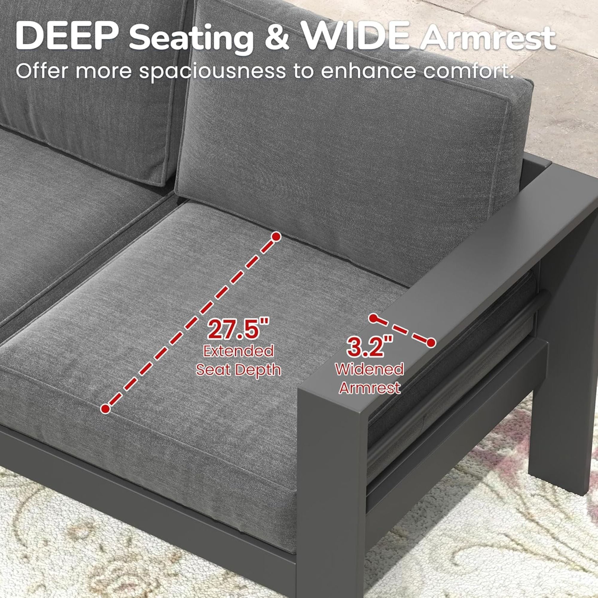 All Weather Patio Loveseat With Thick Cushions - Gray / Gray by HouseOfZazla