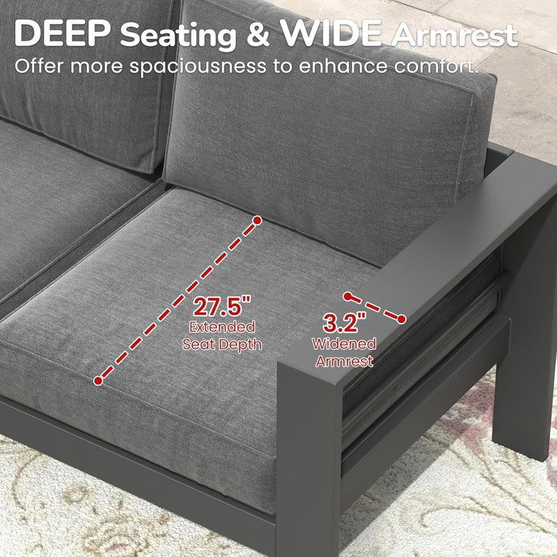 All Weather Patio Loveseat With Thick Cushions - Gray / Gray by HouseOfZazla