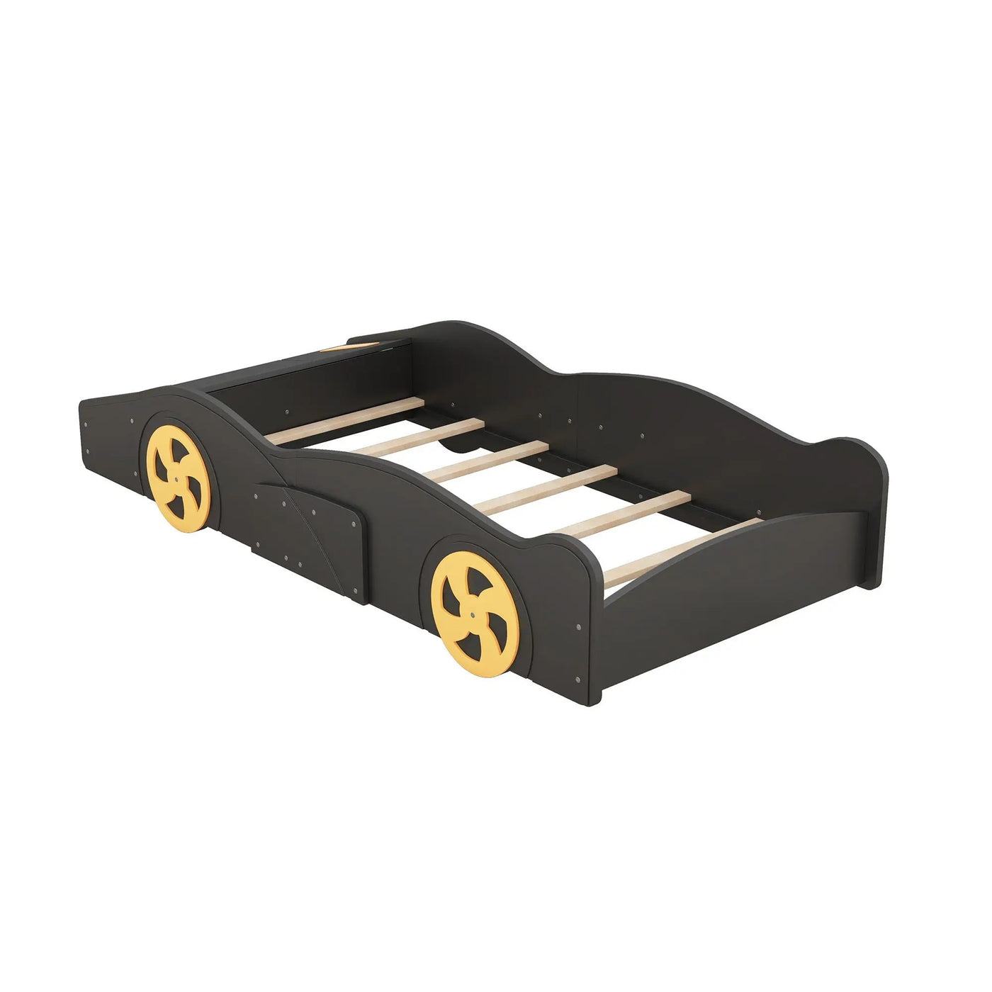 Race Car Shaped Platform Bed With Wheels And Storage by HouseOfZazla