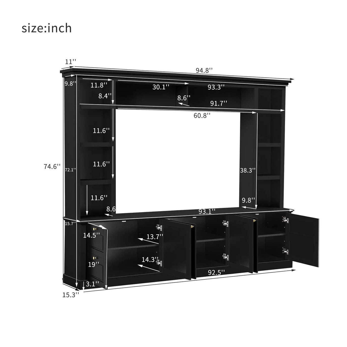 All-In-One TV Stand With Bookcase For TVs Up To 70" by Unique Piece Furniture