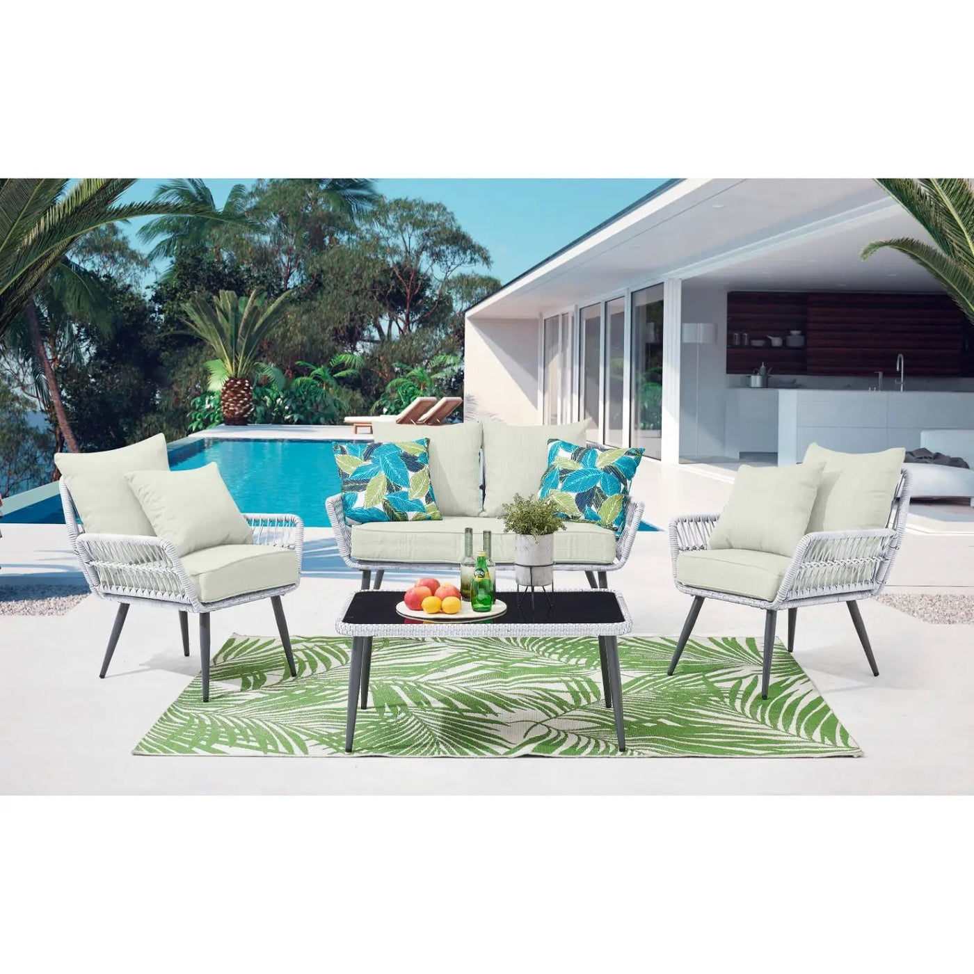 Portofino - 4 Piece Outdoor Conversation Set by HouseOfZazla