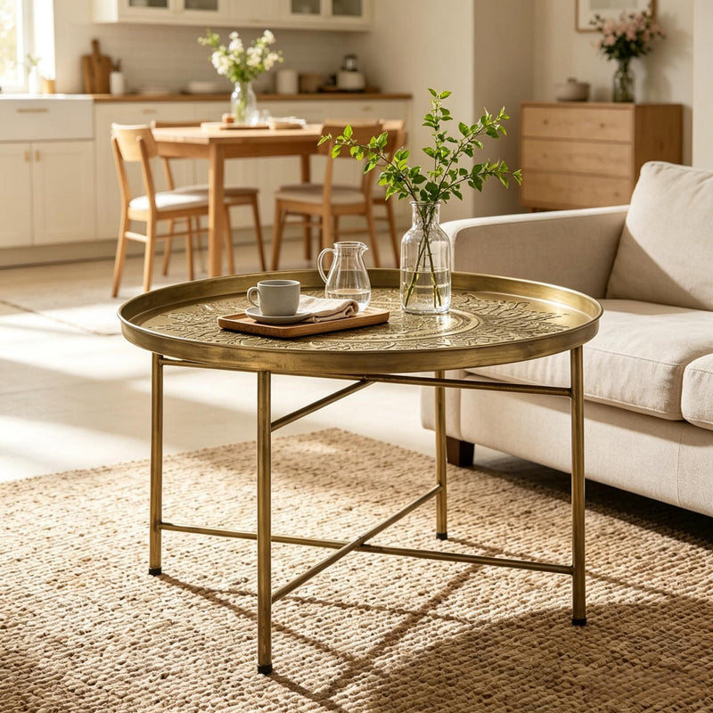 Hammered Floral Pattern Center Table, photo 2 of 7