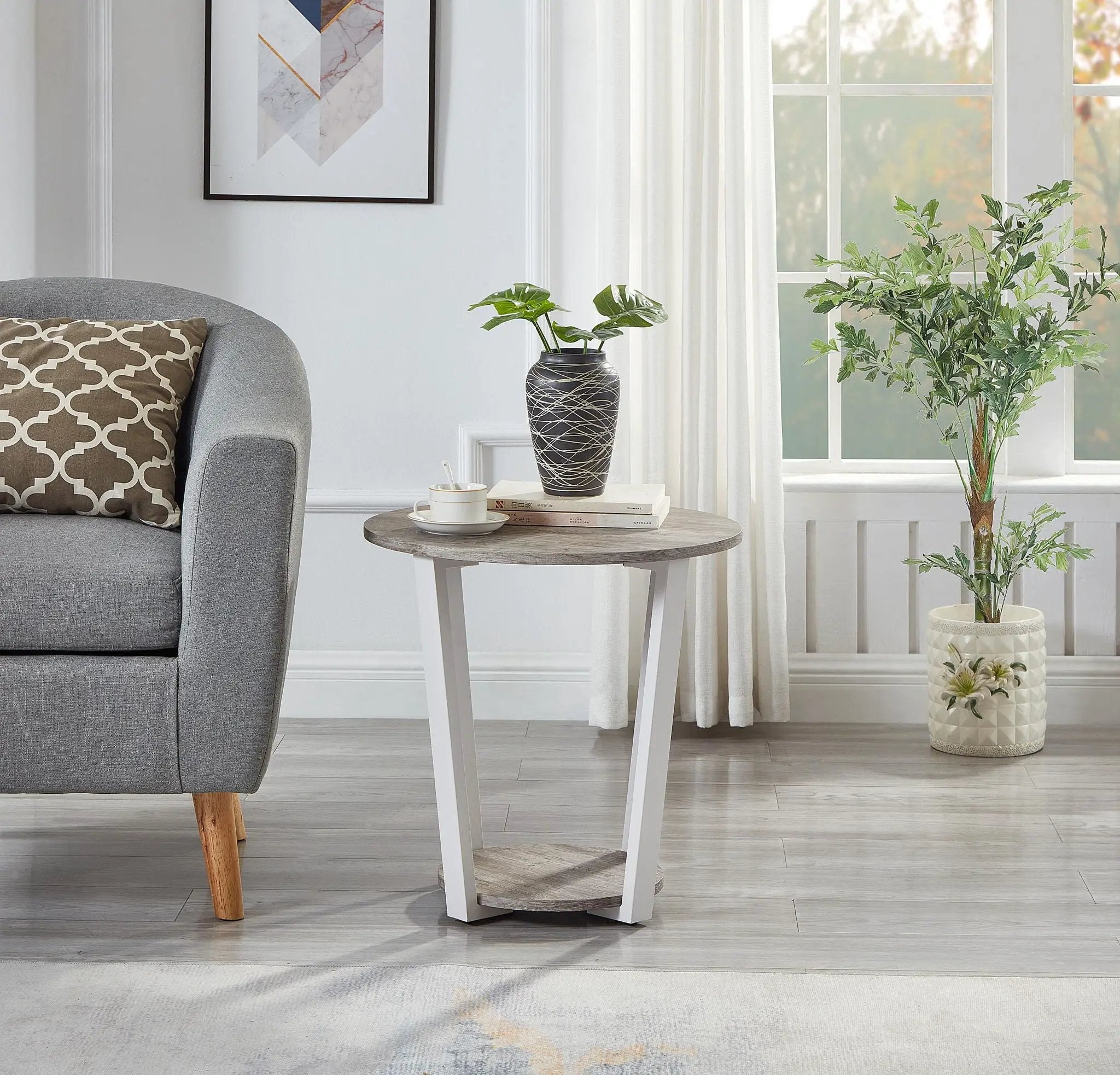 Elysian - Contemporary Round End Table With Shelf - Gray by Unique Piece Furniture