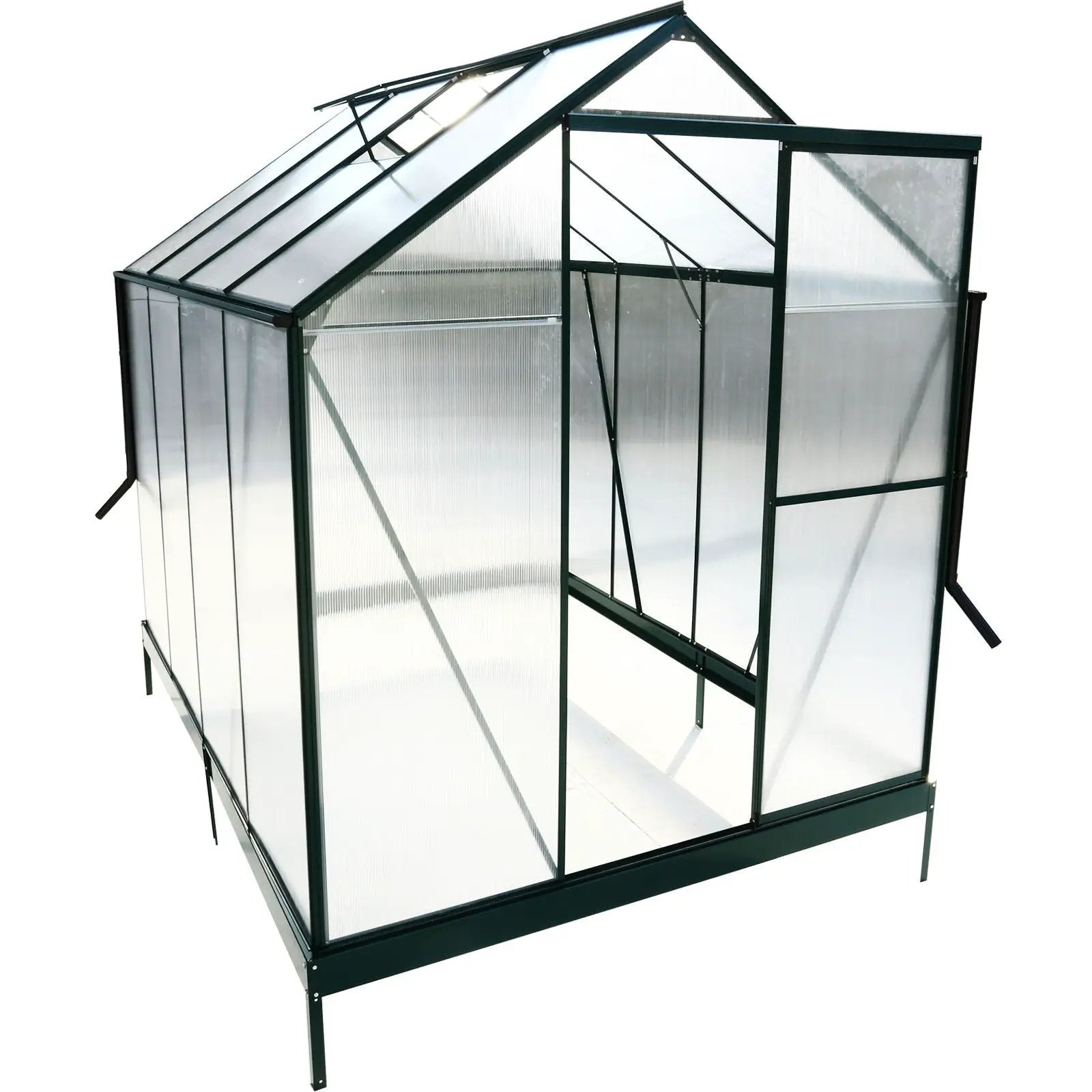 Polycarbonate house, Heavy Duty Outdoor Aluminum Walk-In House Kit With Rain Gutter, Vent And Door For Backyard Garden by HouseOfZazla