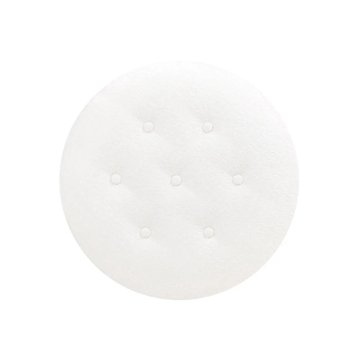 Yolanda - Round Upholstered Accent Ottoman - Almond White by HouseOfZazla