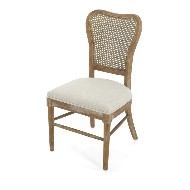 Classic Retro Dining Chair (Set of 2) With Rattan Backrest - Dark Brown / Beige by HouseOfZazla