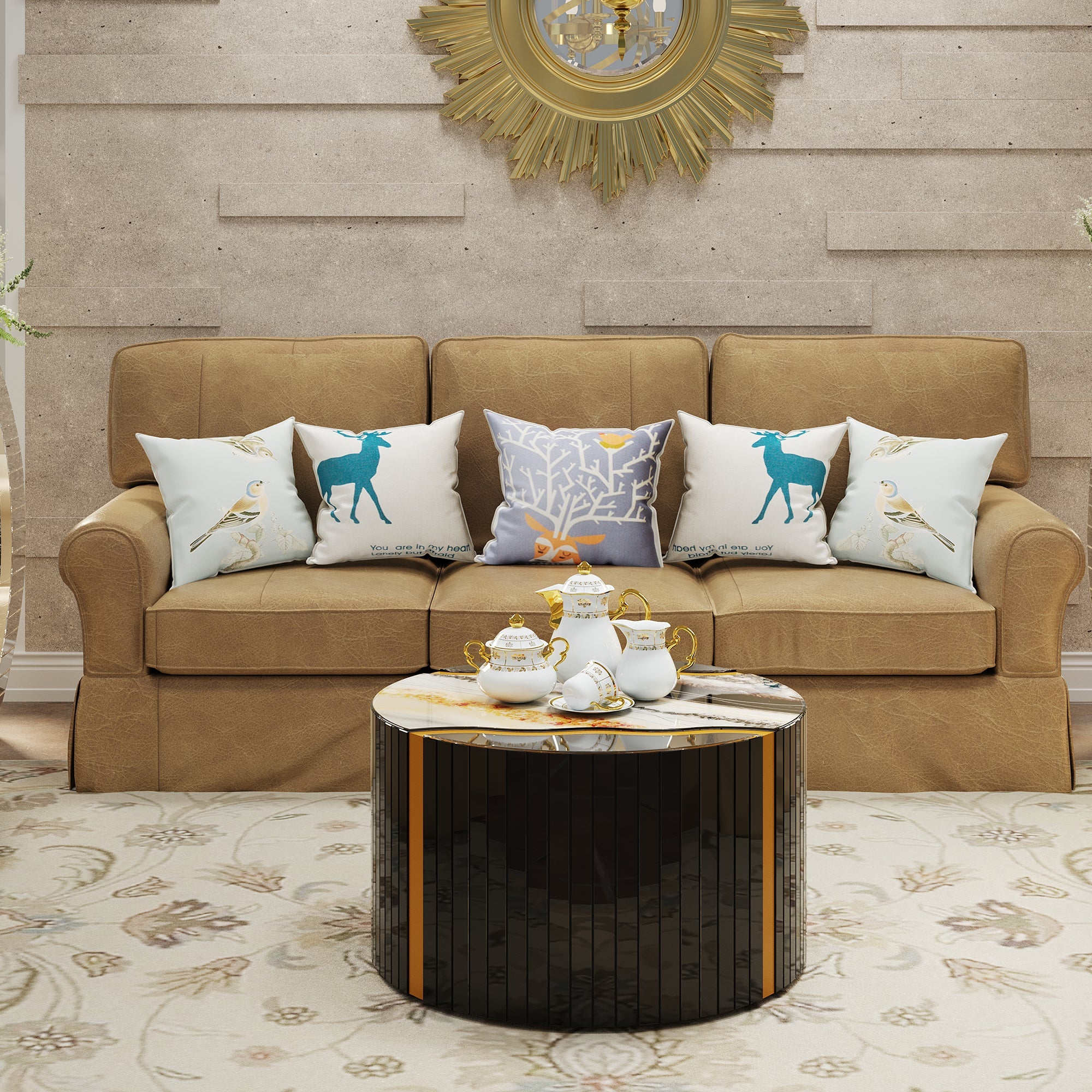 Modern Round Coffee Table with Glass Top by HouseOfZazla