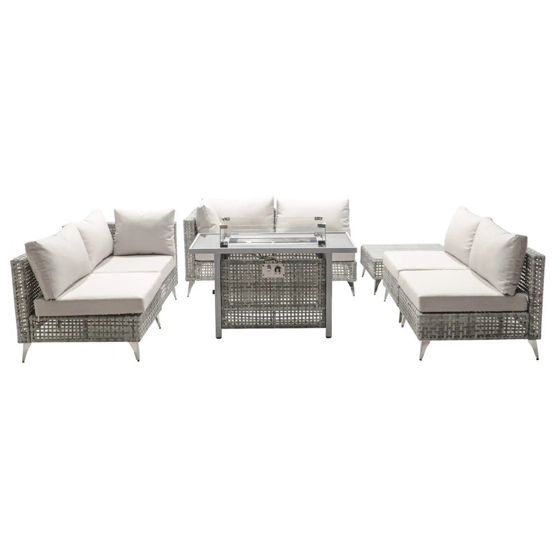 K&K Patio 8-Piece Patio Furniture Set with 43" Fire Pit Table by HouseOfZazla