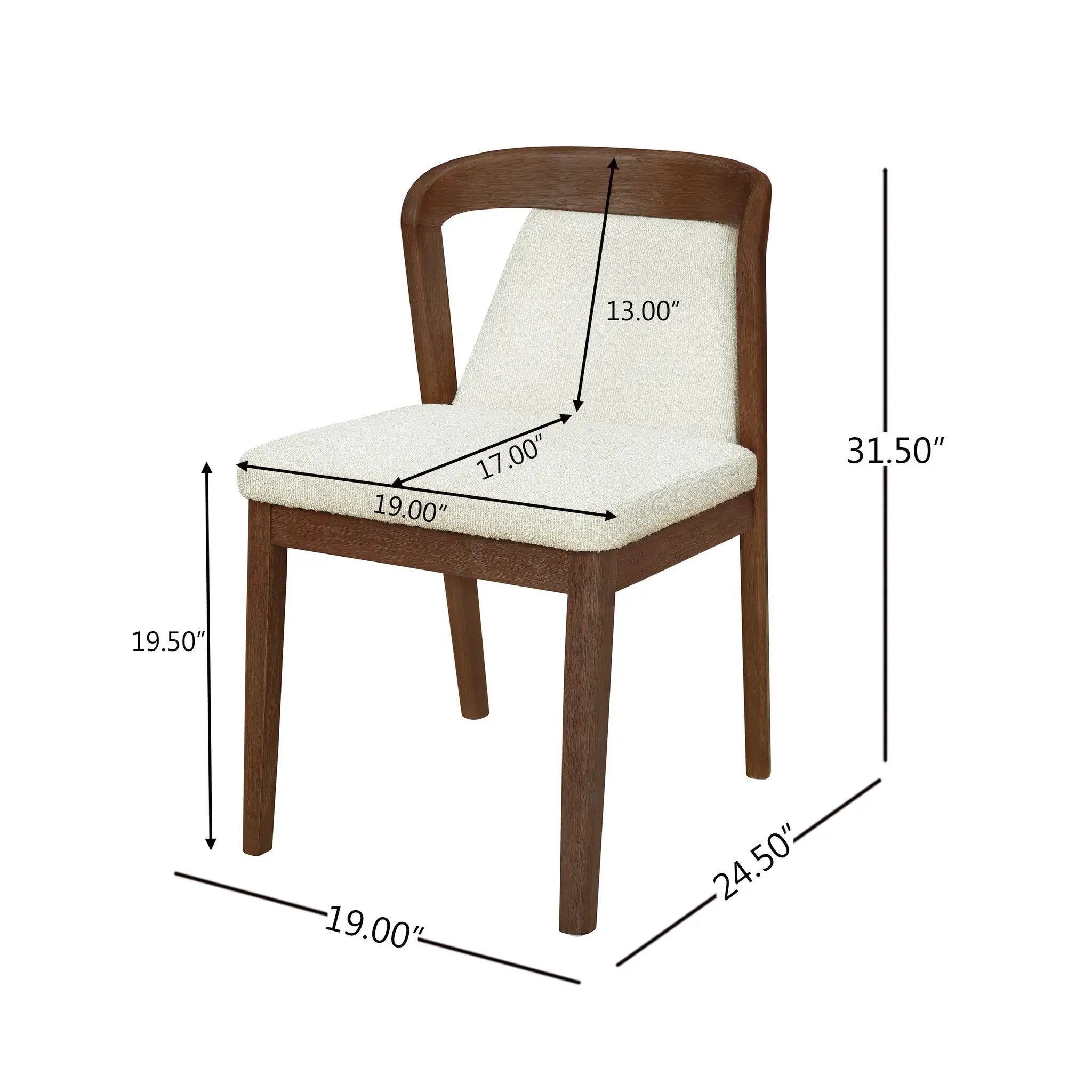 Upholstered Backrest Armless Dining Chairs (Walnut+Camel) by HouseOfZazla