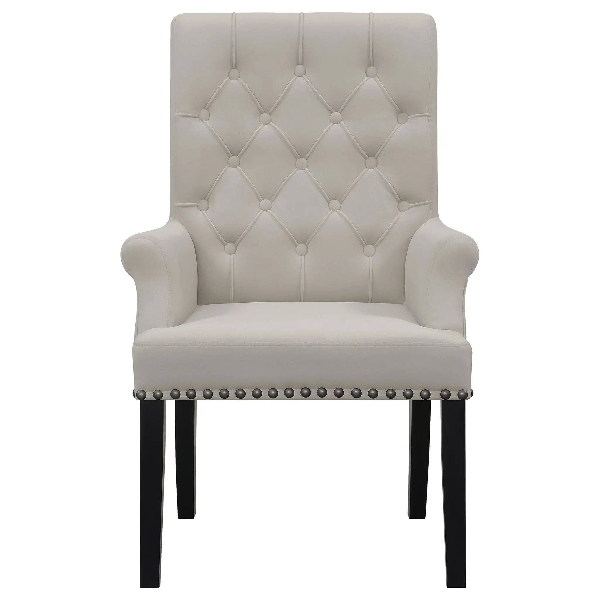Alana Velvet Upholstered Dining Arm Chair Sand by Unique Piece Furniture