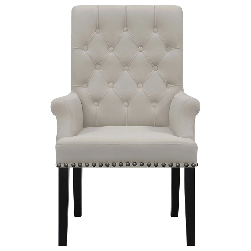 Alana Velvet Upholstered Dining Arm Chair Sand by Unique Piece Furniture