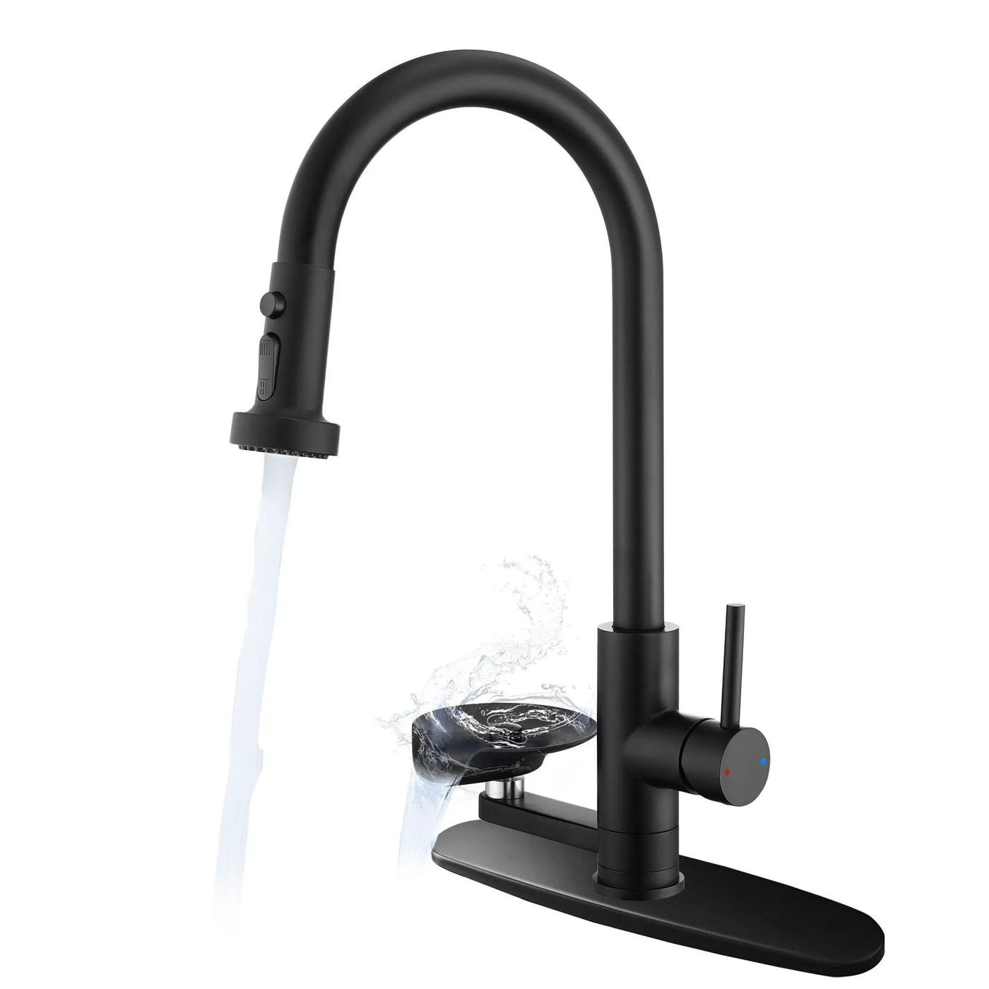 3 In 1 Kitchen Faucet With Press Type Glass Rinser, High Arc Pull Down Sprayer by HouseOfZazla
