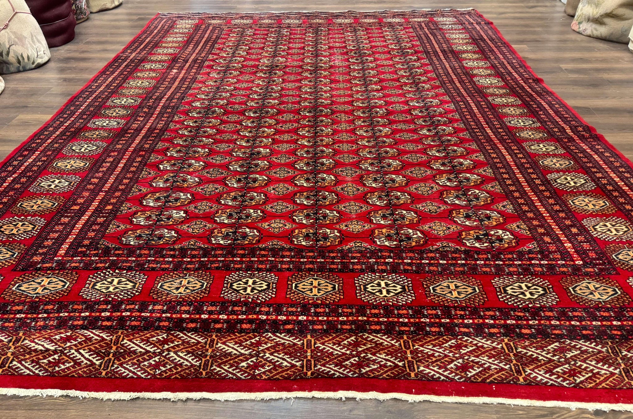 Bokhara Rug 9x12, Red Turkoman Rug, Pakistani Rug, Tribal Carpet, Wool Rug, Red Rug by Jewel Rugs