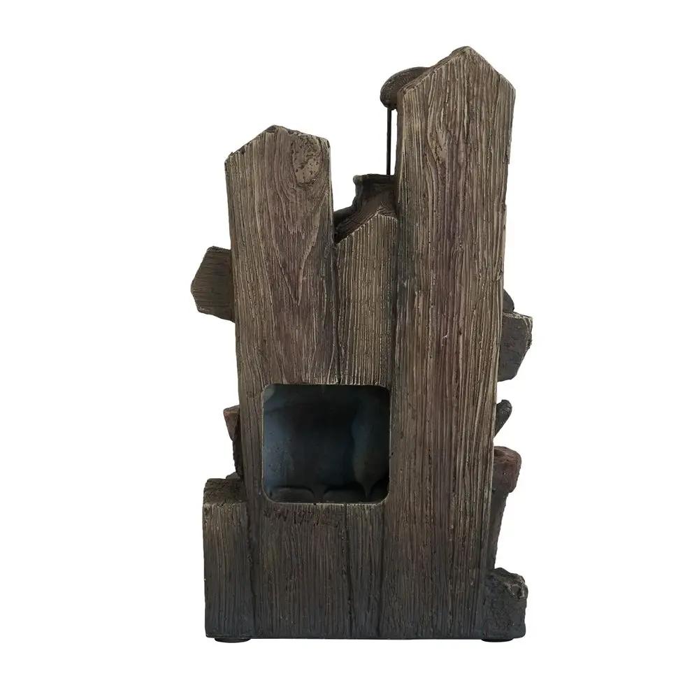 Water Fountain With Antique Water Pump Design And LED Light - Brown / Gray by HouseOfZazla