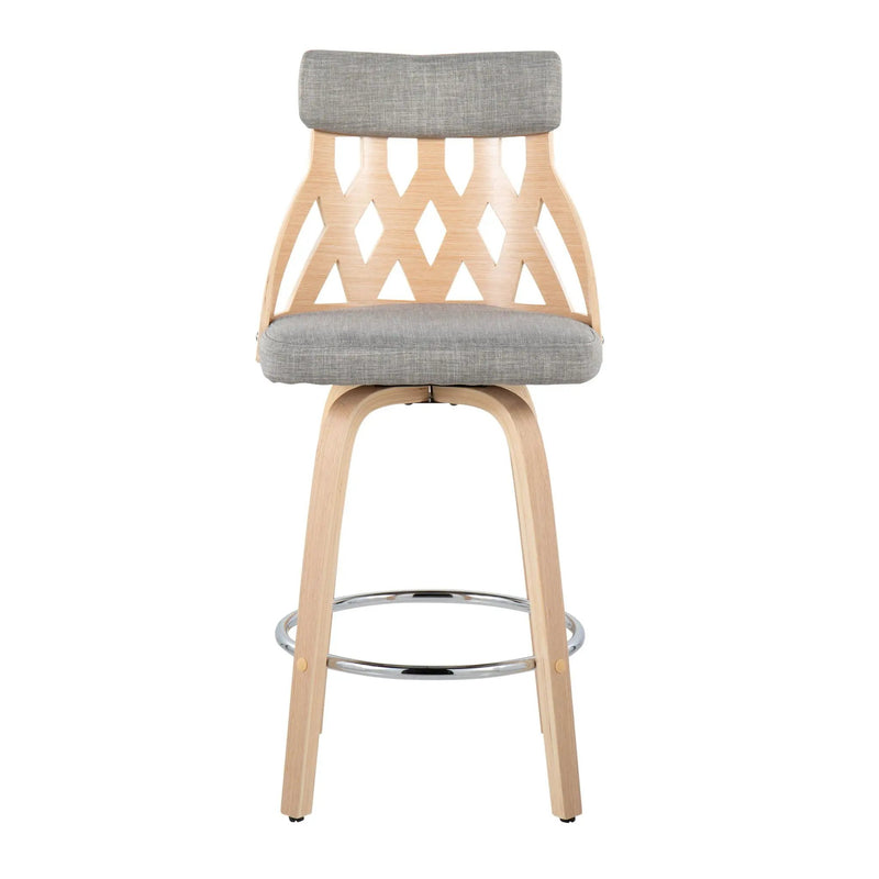 York - Mid-Century Modern Counter Stool - Natural / Light Gray by Unique Piece Furniture