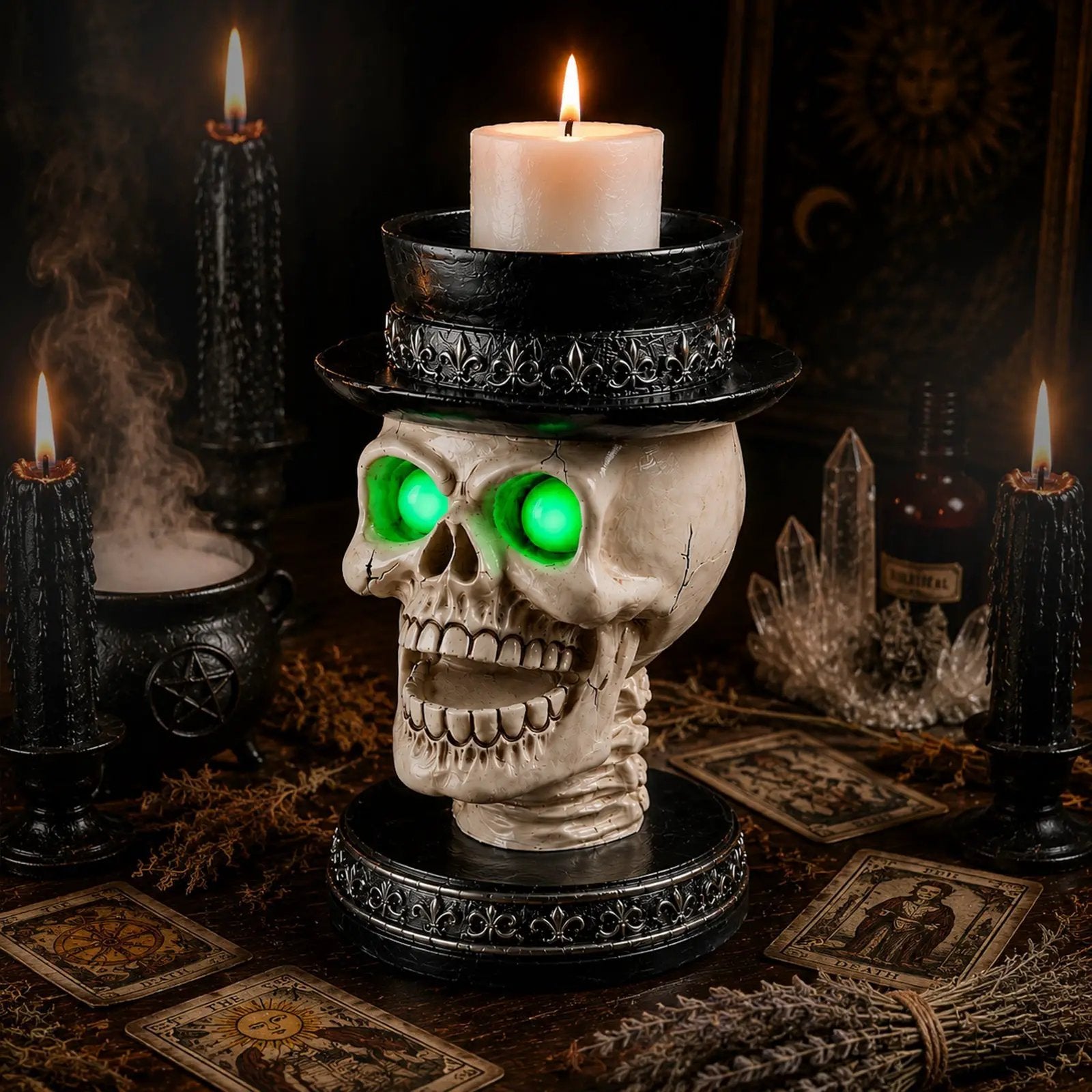 Halloween Skull Candle Holder with Glowing LED by HouseOfZazla