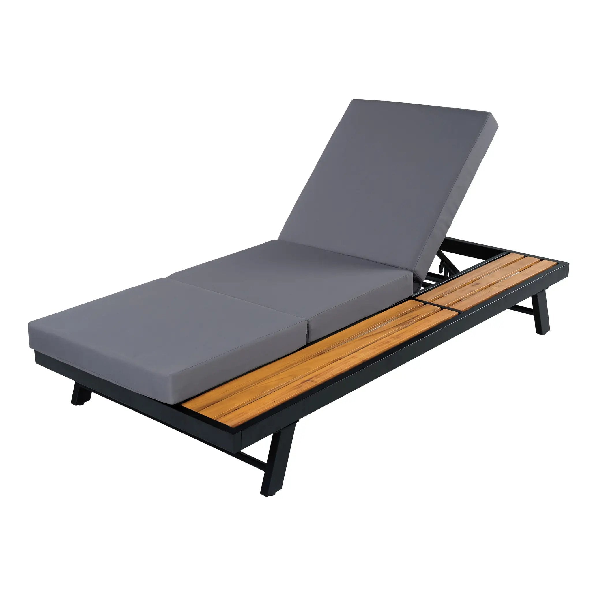 Black Iron + Teak Finish Chaise Lounge Set by HouseOfZazla