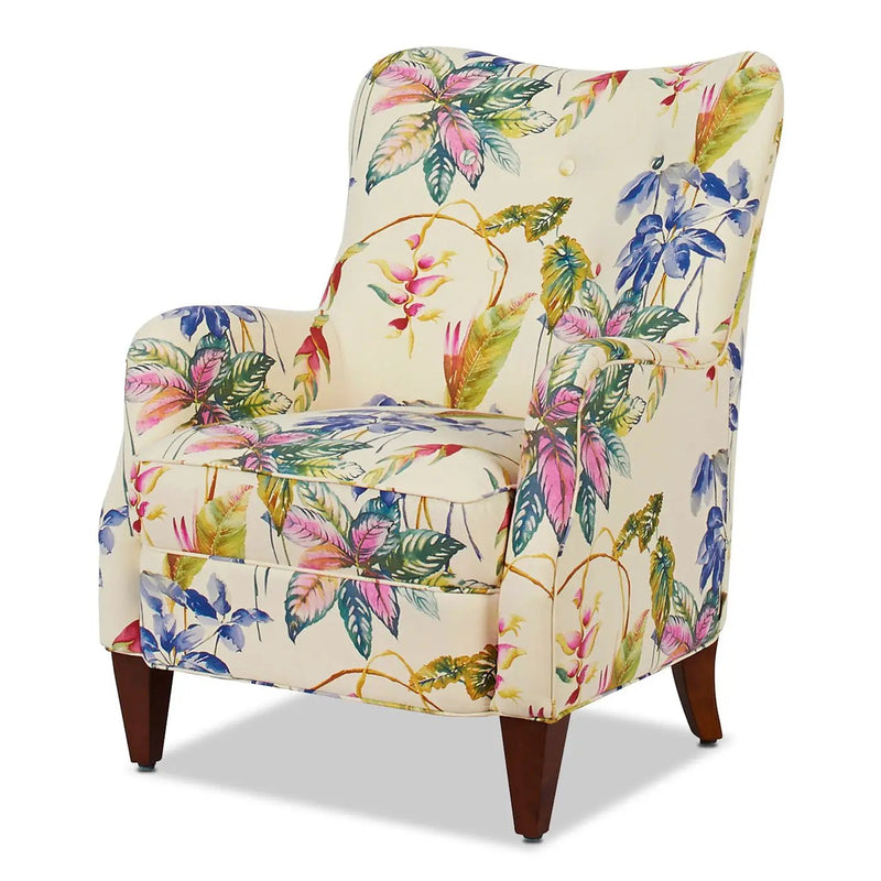 Paradise - Upholstered Arm Chair Floral Printed On Cotton - Off-White by Unique Piece Furniture