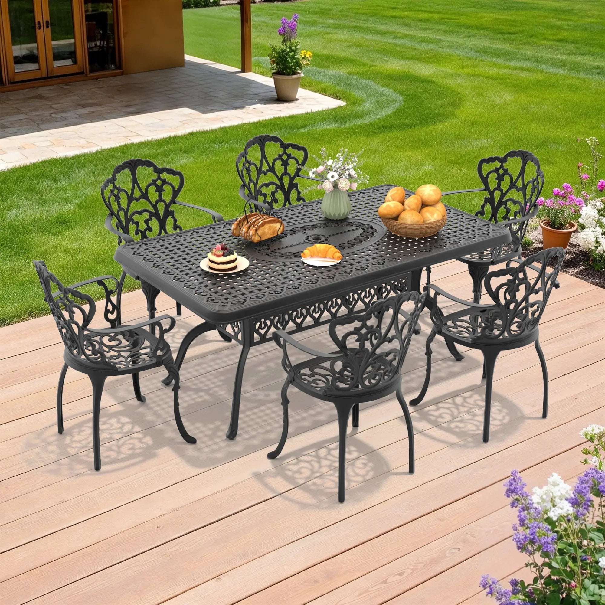 7-Piece Cast Aluminum Patio Furniture Set by HouseOfZazla